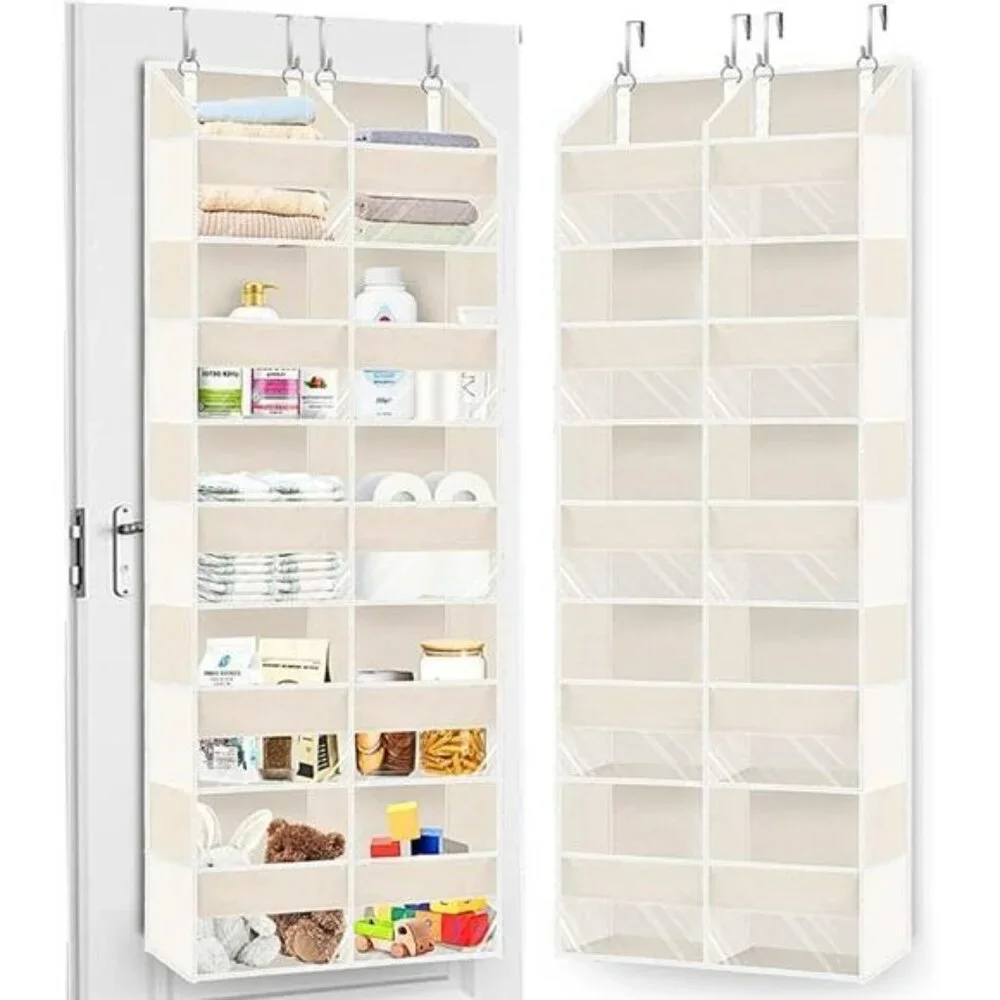 Over The Door Organizer 5 Tier Hanging Storage Rack with 10 Compartments Beige